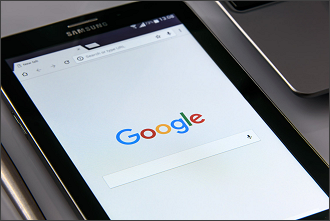 Google search engine on a tablet